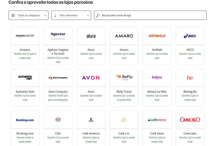 Lojas parceiras para promoção