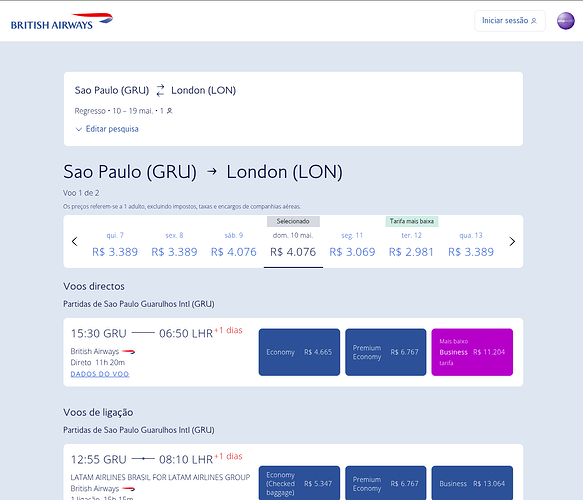 Site oficial British Airways