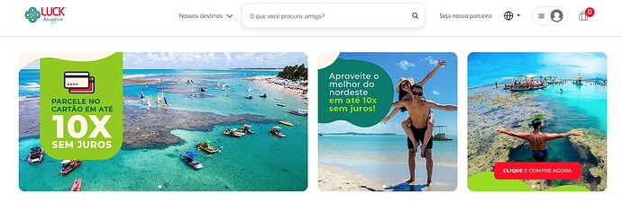 Página do site Luck Receptivo