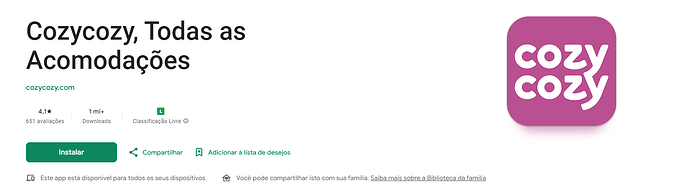 Aplicativo CozyCozy para Android
