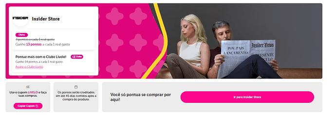 Promoção Insider e Livelo