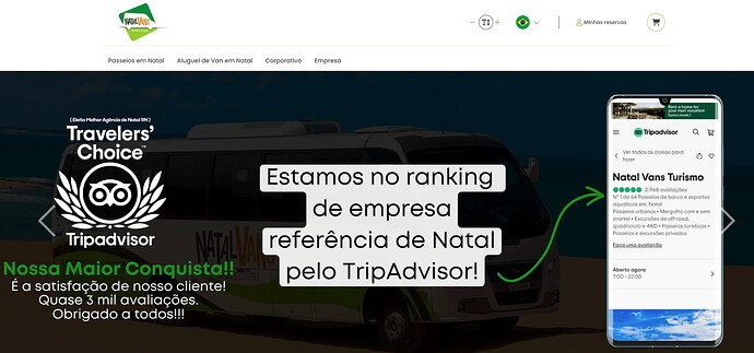 Página do site da Natal Vans