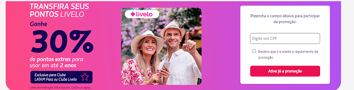 Promoção Latam e Livelo