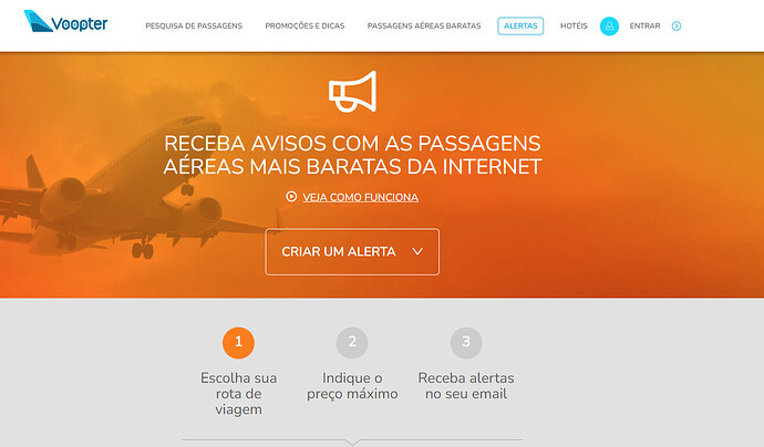 Página do site da Voopter